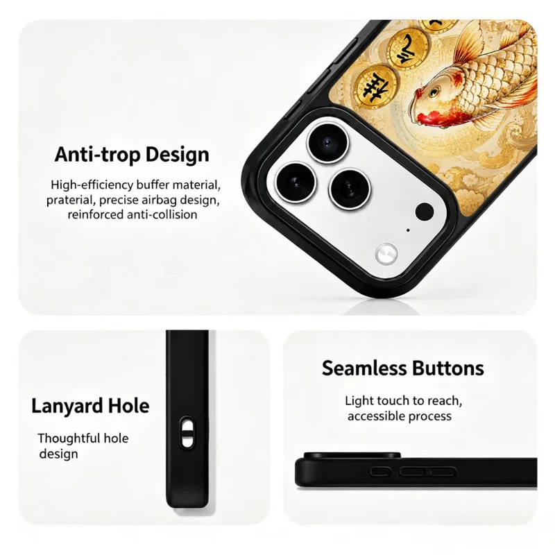 For iPhone 17 Pro Magnetic Case Five Elements Metal Art Series UV Printing PC + Silicone Phone Cover - J00001