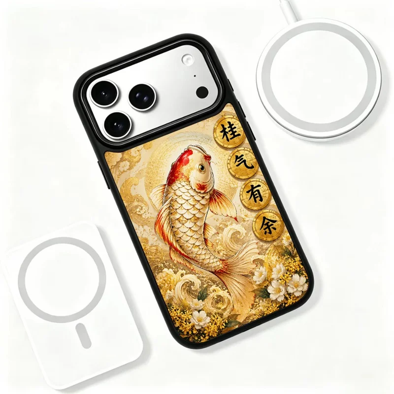 For iPhone 17 Pro Max Magnetic Case Five Elements Metal Art Series UV Printing PC + Silicone Phone Cover - J00001