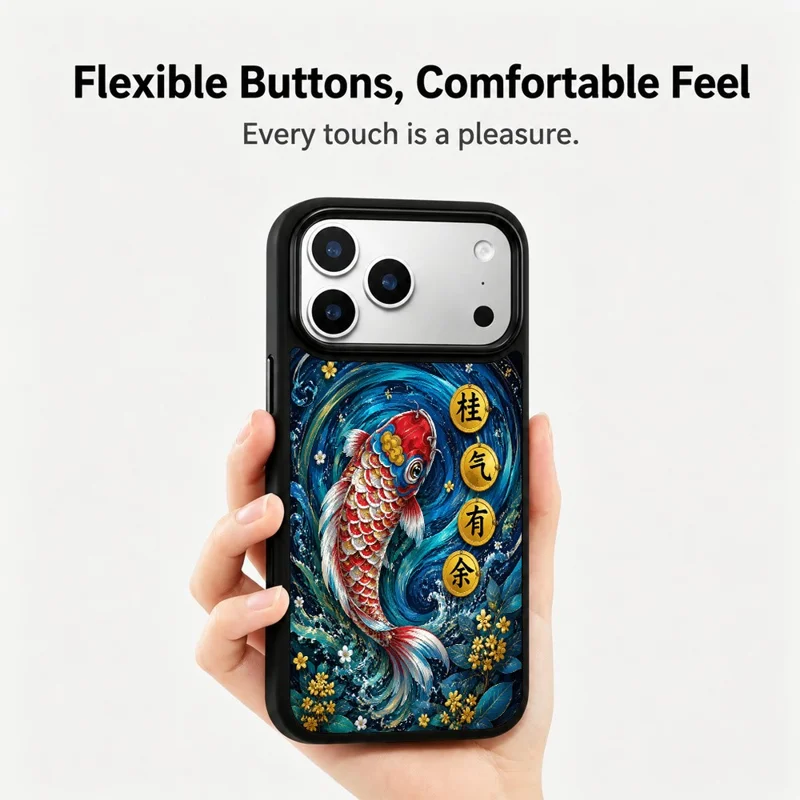 For iPhone 17 Pro Magnetic Case Five Elements Water Art Series UV Printing PC + Silicone Phone Cover - S00001