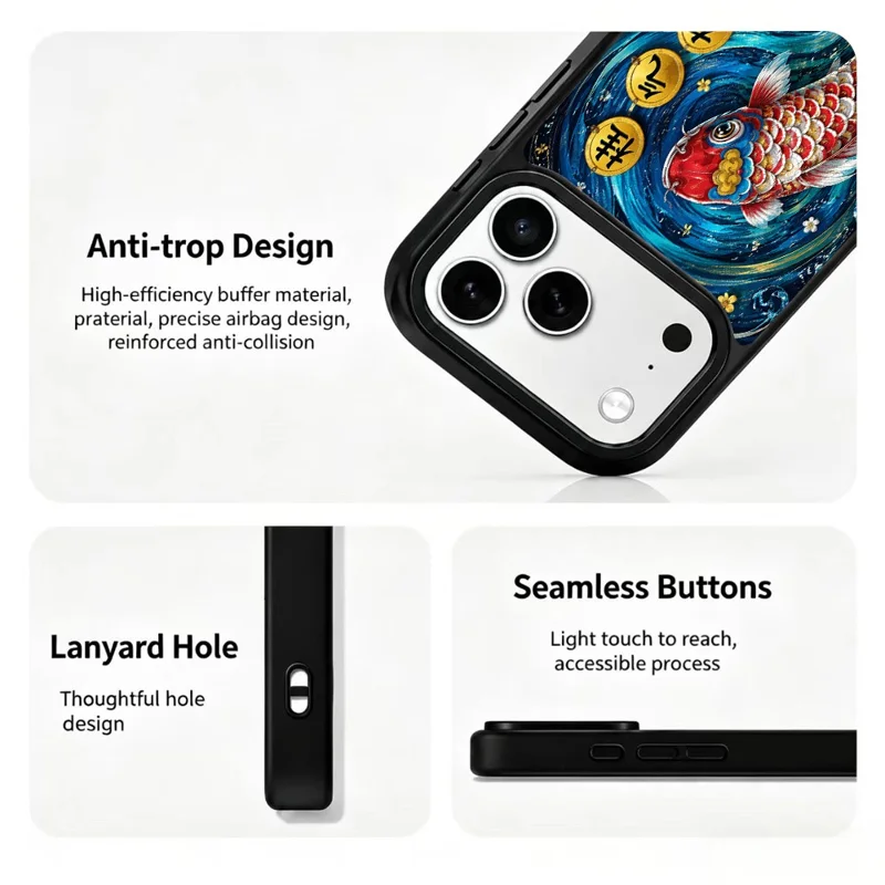 For iPhone 17 Pro Magnetic Case Five Elements Water Art Series UV Printing PC + Silicone Phone Cover - S00001