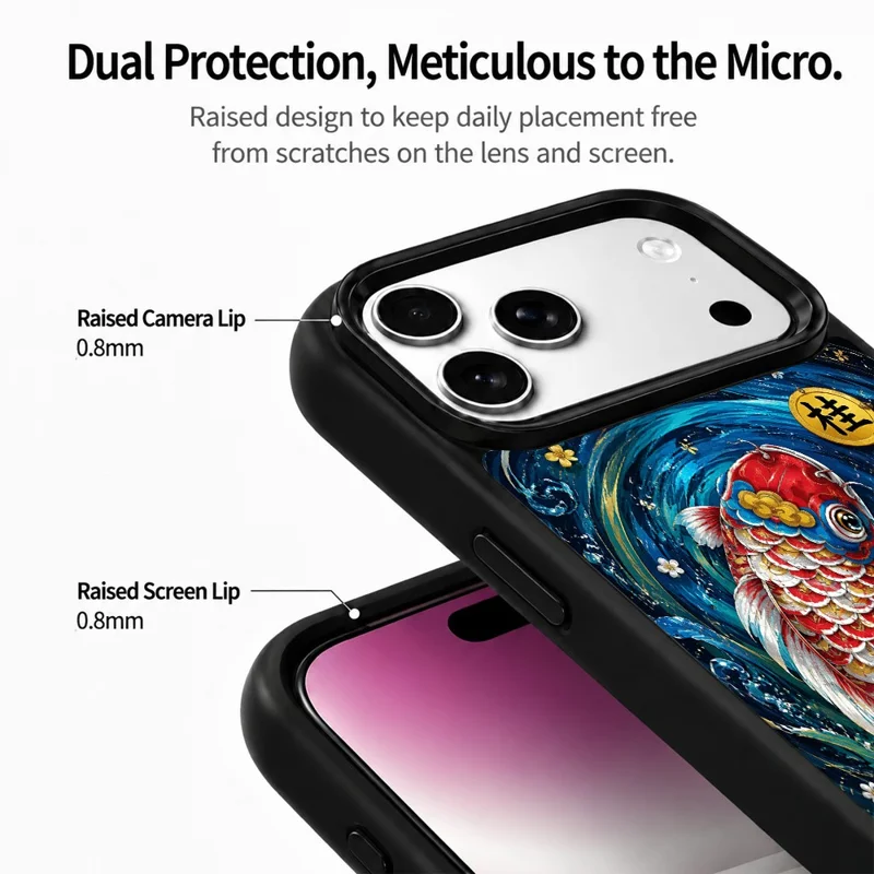 For iPhone 17 Pro Magnetic Case Five Elements Water Art Series UV Printing PC + Silicone Phone Cover - S00001