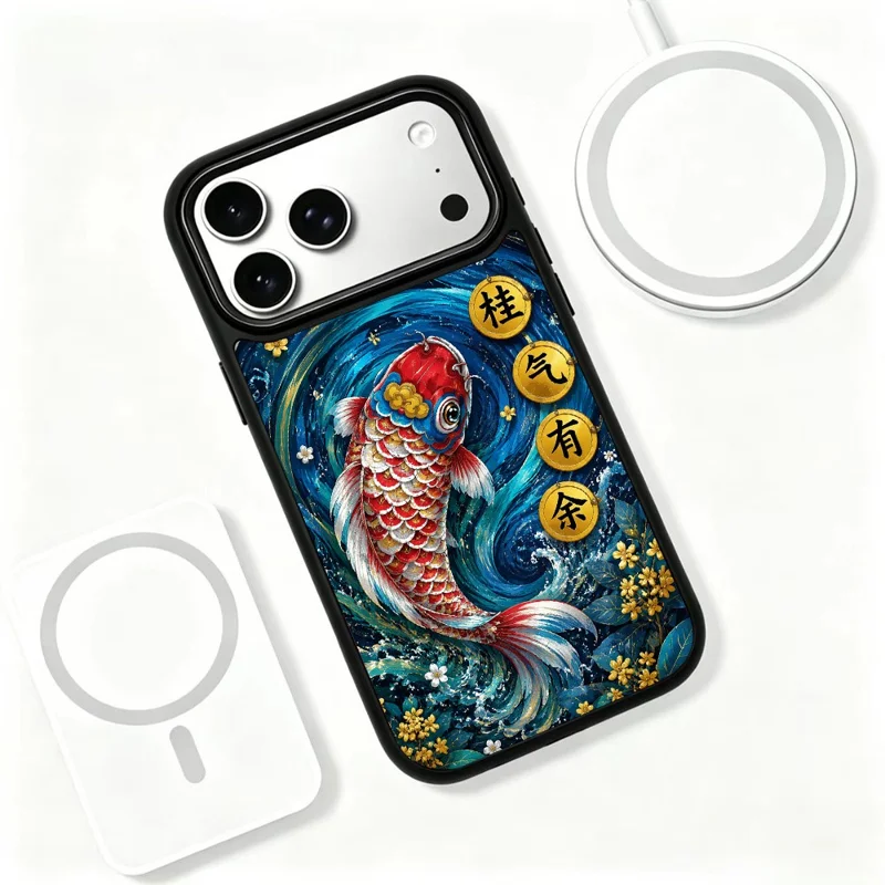 For iPhone 18 Pro Max Magnetic Case Five Elements Water Art Series UV Printing PC + Silicone Phone Cover - S00001