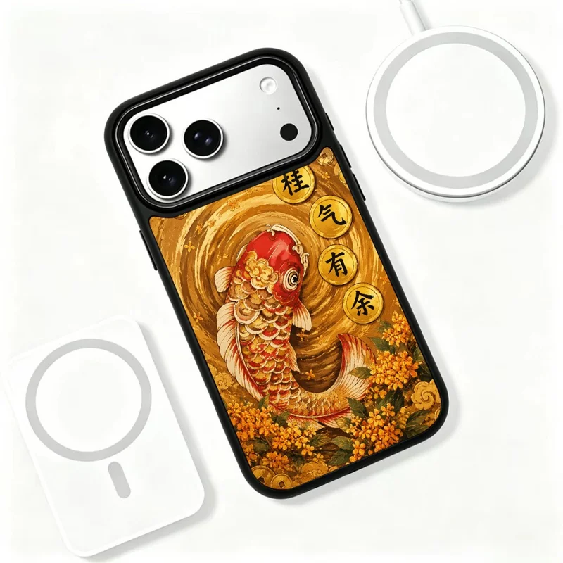 For iPhone 18 Pro Magnetic Case Five Elements Earth Art Series UV Printing PC + Silicone Phone Cover - T00001
