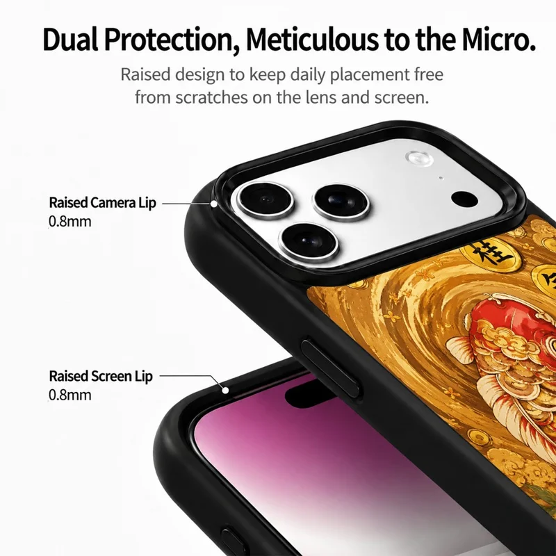 For iPhone 18 Pro Magnetic Case Five Elements Earth Art Series UV Printing PC + Silicone Phone Cover - T00001