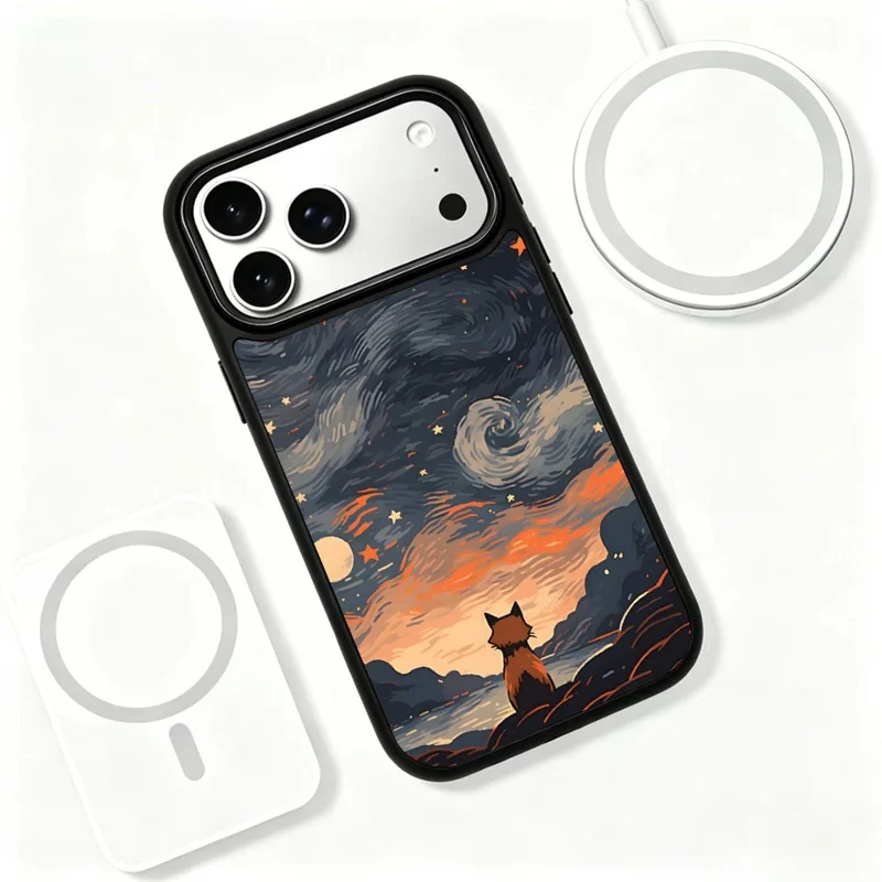 For iPhone 17 Pro Magnetic Case Art Gallery UV Pattern Print UV Printing PC + Silicone Phone Cover - ZX0000