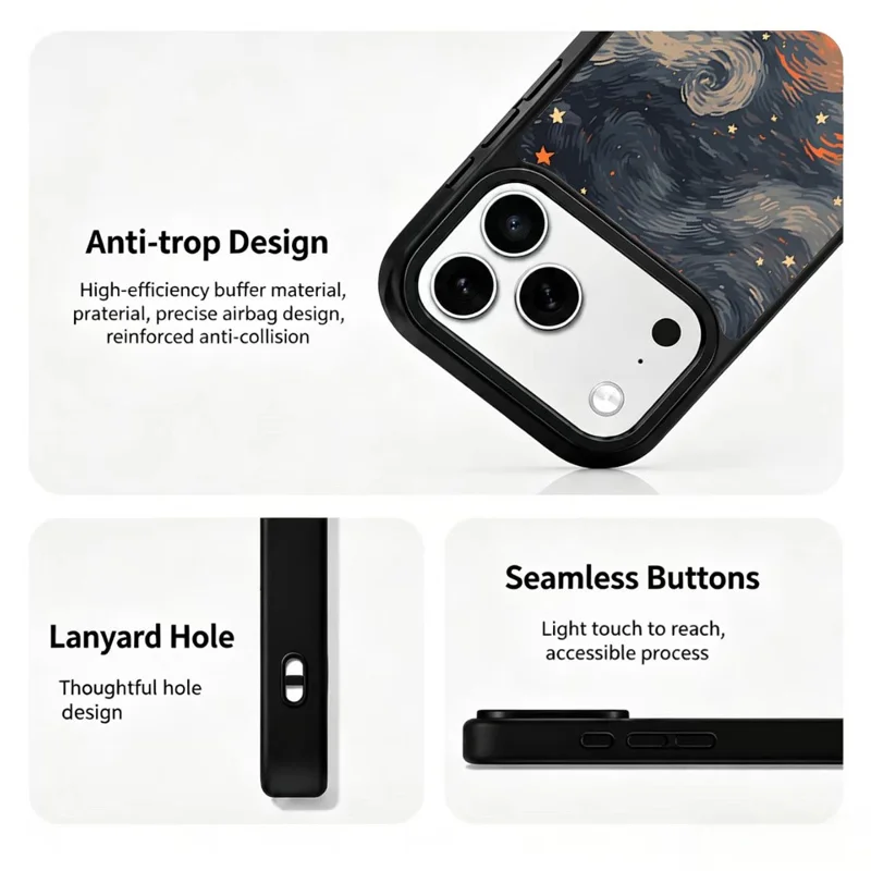 For iPhone 17 Pro Magnetic Case Art Gallery UV Pattern Print UV Printing PC + Silicone Phone Cover - ZX0000