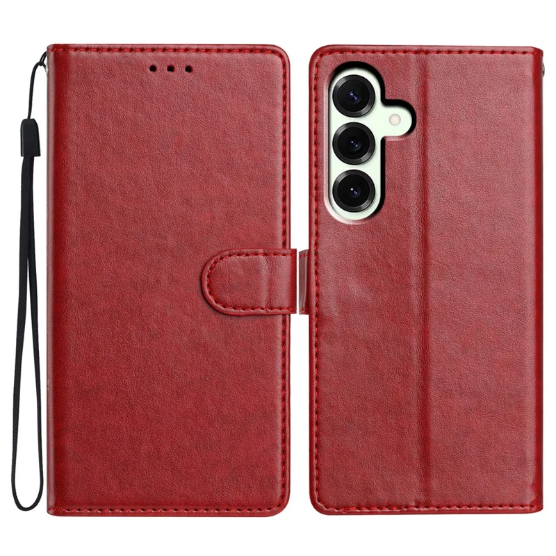 For Samsung Galaxy A18 4G Leather Case Wallet Stand Phone Cover with Handy Strap - Red