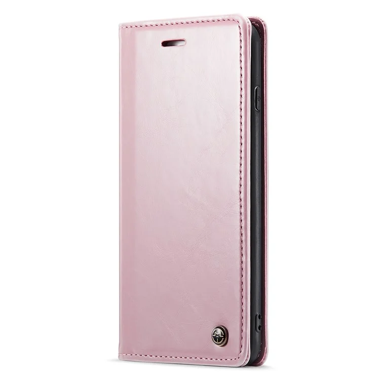 CASEME 003 Serie für iPhone 6 Plus / 6s Plus / 7 Plus / 8 Plus 5.5 Zoll Retro Wachstuch-Textur PU-Ledertasche Handyhülle mit Ständer - Pink