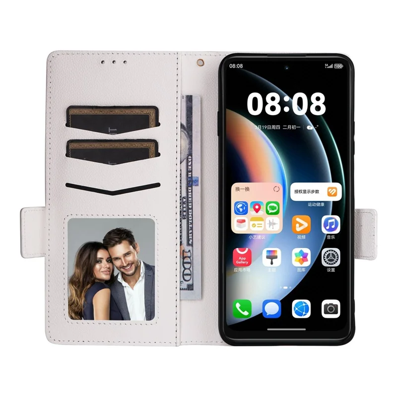 Phone Case For Huawei Enjoy 90 / 90 Plus / nova Y74 4G Litchi Texture Wallet Leather Cover with Wrist Strap - White