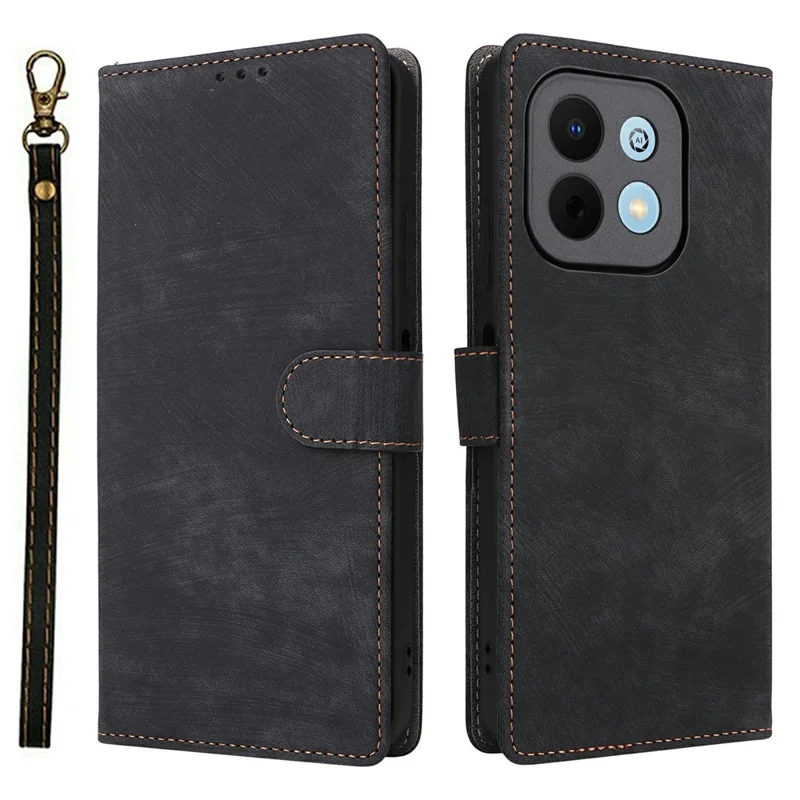 Wallet Case for Huawei Enjoy 90 / 90 Plus / nova Y74 4G RFID Blocking PU Leather Phone Cover Stand with Strap - Black