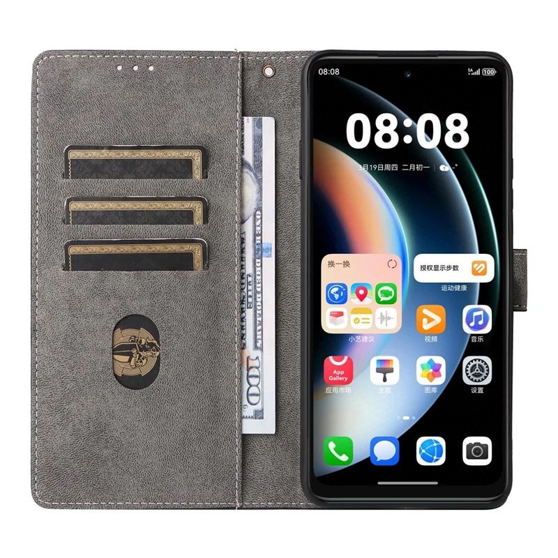 Wallet Case for Huawei Enjoy 90 / 90 Plus / nova Y74 4G RFID Blocking PU Leather Phone Cover Stand with Strap - Black