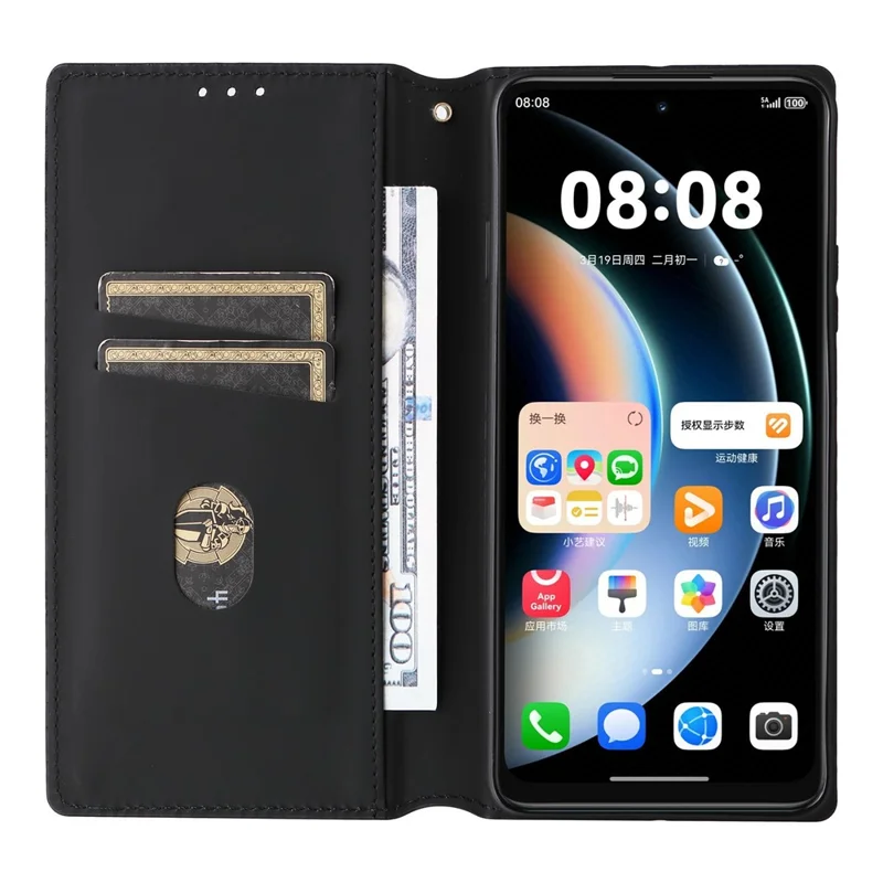 Phone Case Huawei Enjoy 90 / 90 Plus / nova Y74 4G Wallet Rhombus Imprinted PU Leather Cover - Silver