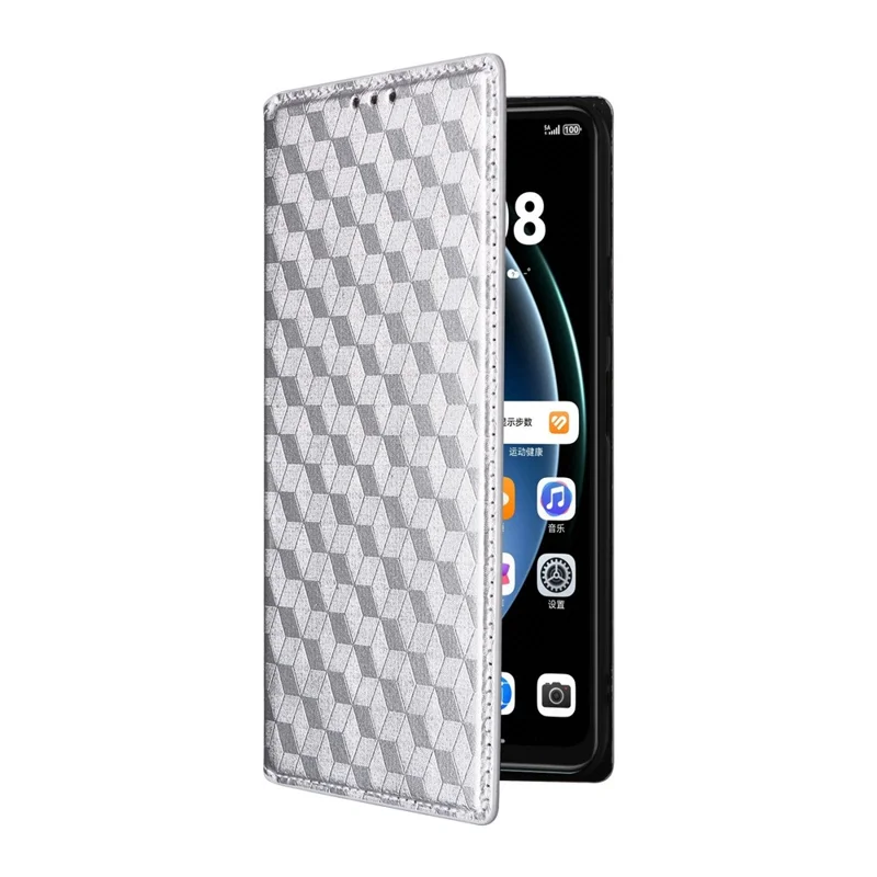 Phone Case Huawei Enjoy 90 / 90 Plus / nova Y74 4G Wallet Rhombus Imprinted PU Leather Cover - Silver
