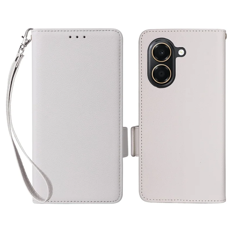 For Honor Play 80 Plus 5G / X7e 4G Case Litchi Texture Wallet Leather Phone Cover with Wrist Strap - White