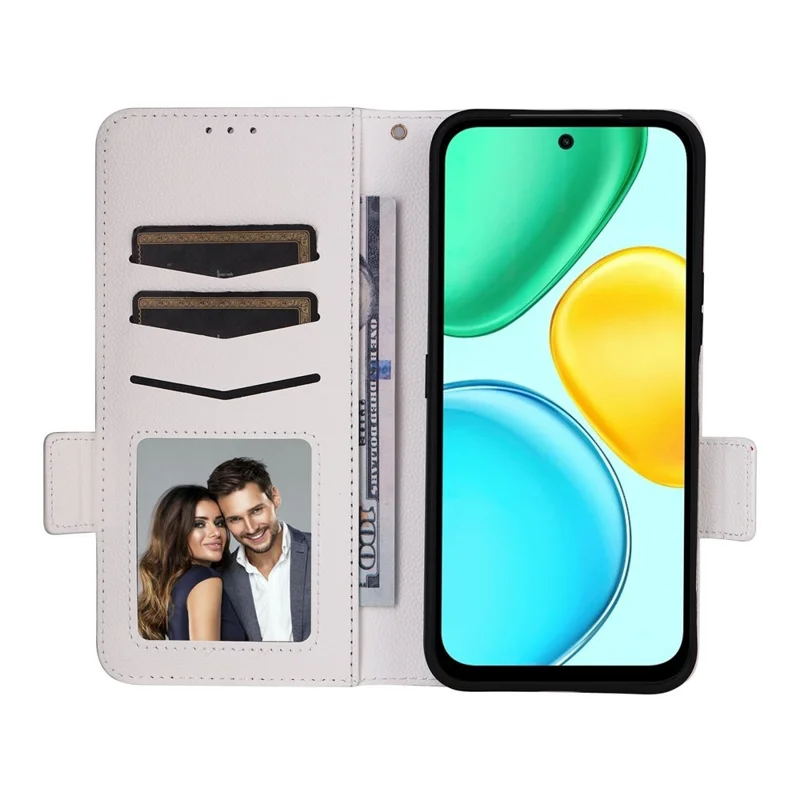 For Honor Play 80 Plus 5G / X7e 4G Case Litchi Texture Wallet Leather Phone Cover with Wrist Strap - White