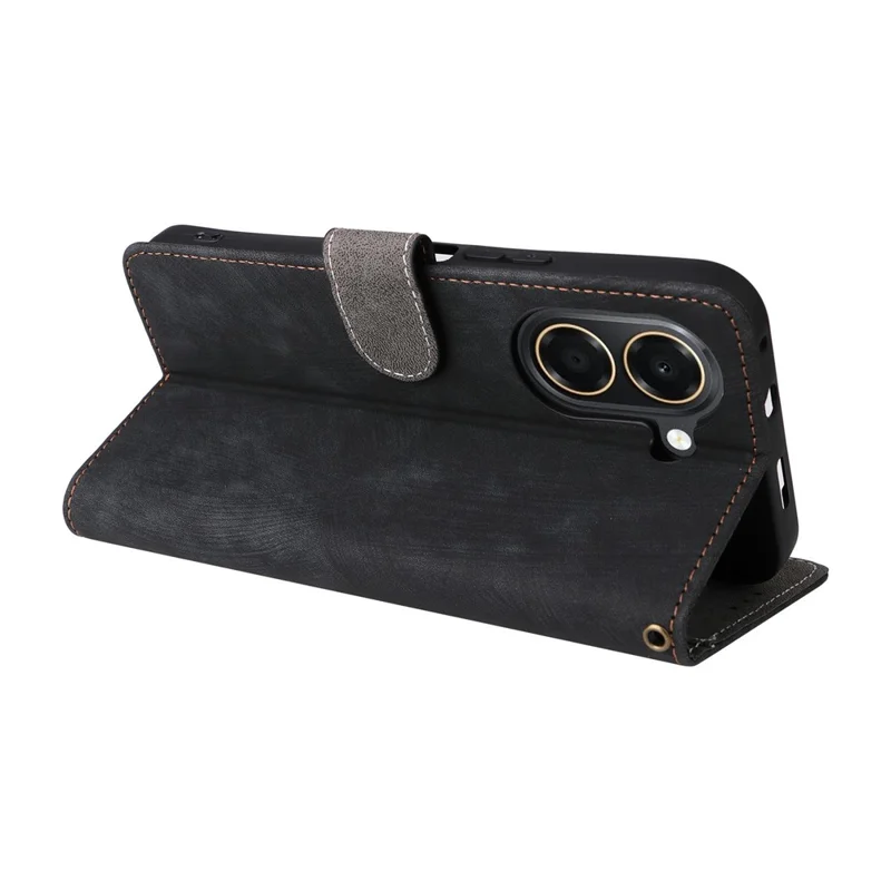 For Honor X7e 4G / Play 80 Plus 5G Wallet Case RFID Blocking PU Leather Phone Cover Stand with Strap - Black
