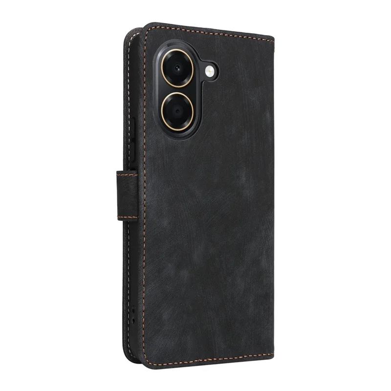 For Honor X7e 4G / Play 80 Plus 5G Wallet Case RFID Blocking PU Leather Phone Cover Stand with Strap - Black
