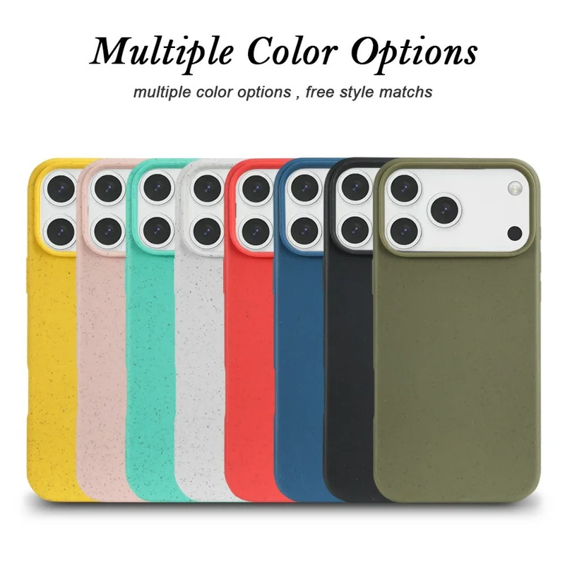Pour iPhone 18 Pro Max Coque Biodegradable Paille de Blé + TPU Finition Mate - Beige