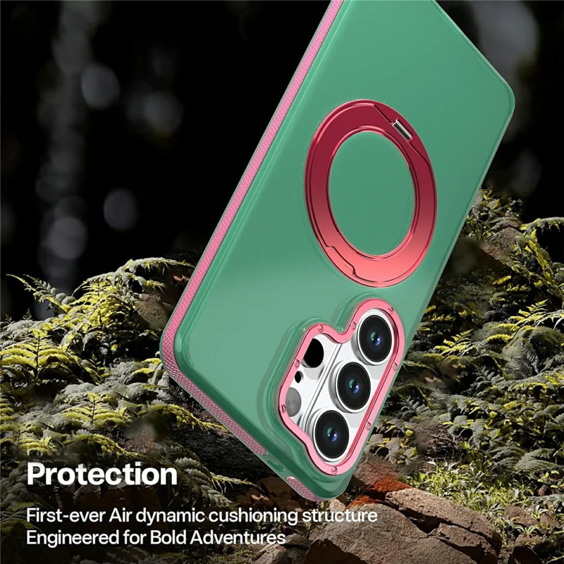 For Samsung Galaxy S24 Ultra Case Rotating Kickstand Contrasting Color Design PC + TPU Phone Cover - Green