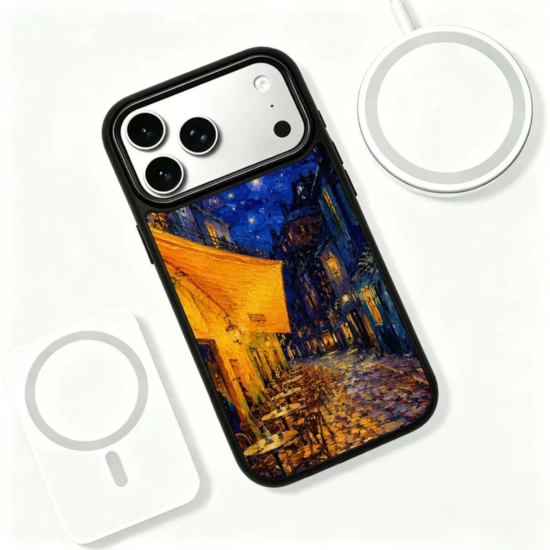 For iPhone 17 Pro Max Magnetic Case Dynamic Art Series UV Pattern Print PC + Silicone Phone Cover - ZX0026