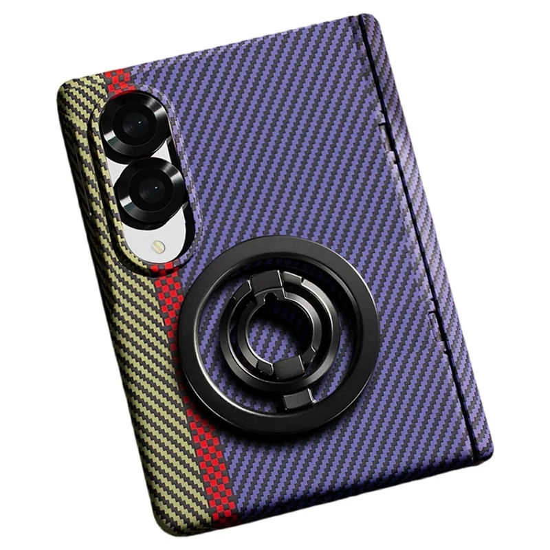 For Samsung Galaxy Z Fold8 Case Ring Holder Kickstand Hard PC Phone Cover with Screen Film - Purple
