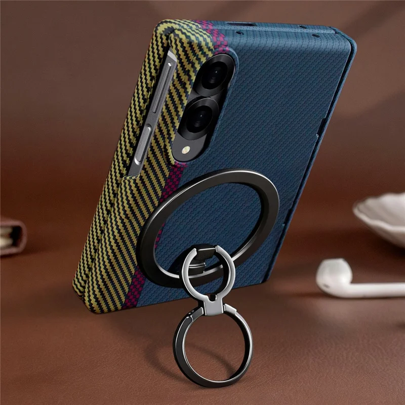 For Samsung Galaxy Z Fold8 Case Ring Holder Kickstand Hard PC Phone Cover with Screen Film - Purple