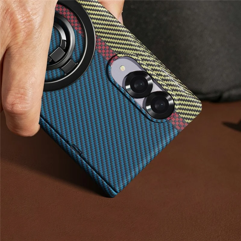 For Samsung Galaxy Z Fold8 Case Ring Holder Kickstand Hard PC Phone Cover with Screen Film - Purple
