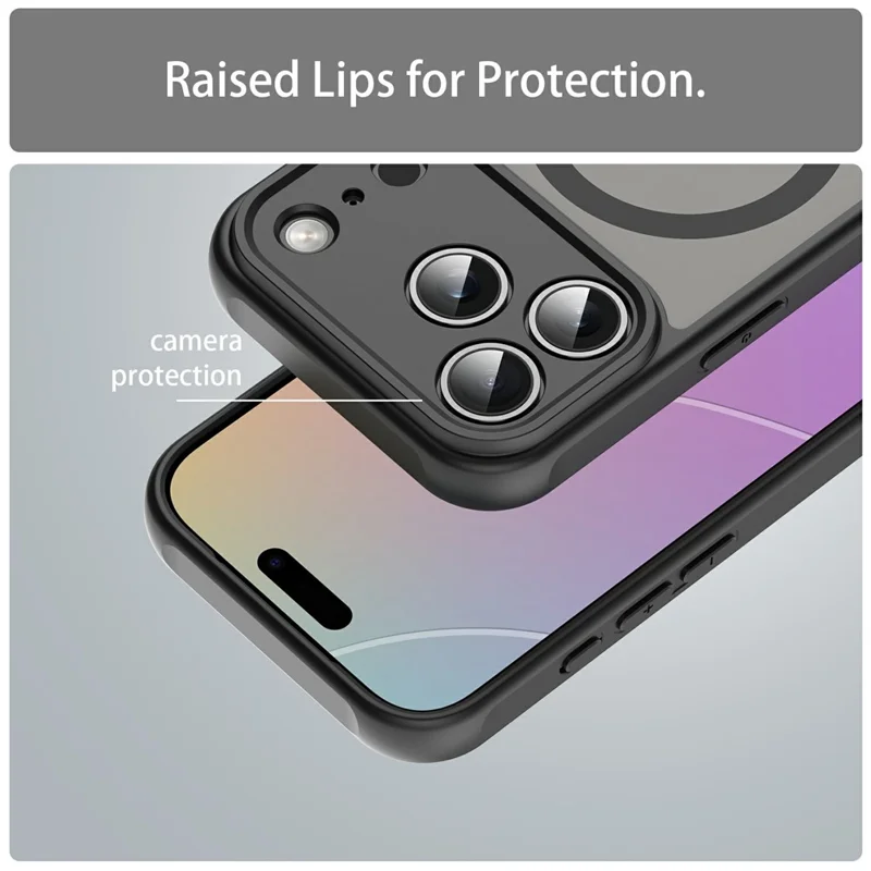 For iPhone 18 Pro Max Magnetic Case Anti Drop Matte PC + TPU Phone Cover - Black