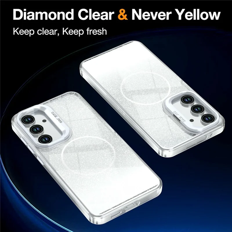 For Samsung Galaxy S26 FE Magnetic Case Gradient Glitter Shockproof TPU PC Phone Cover - White