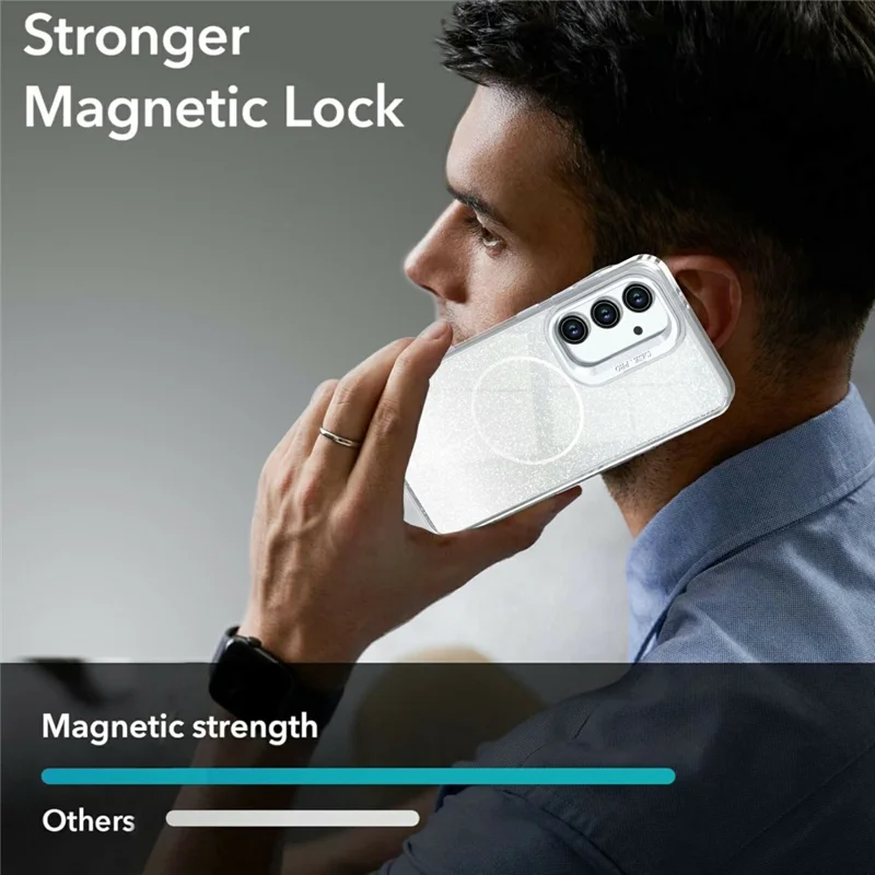 For Samsung Galaxy S26 FE Magnetic Case Gradient Glitter Shockproof TPU PC Phone Cover - White