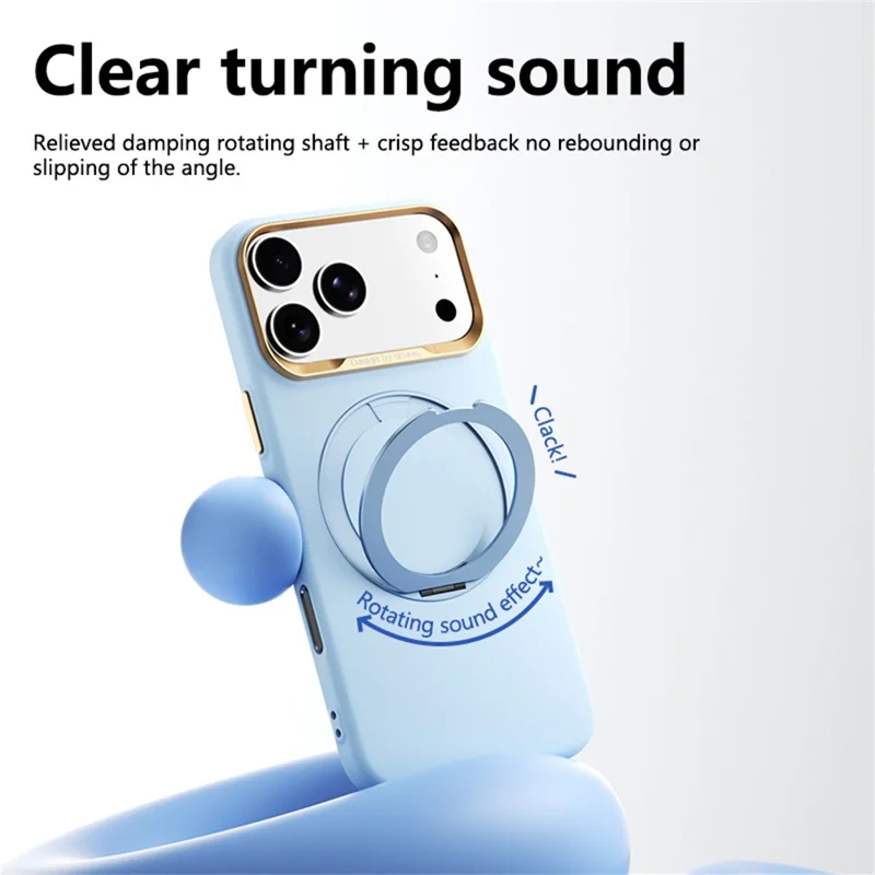 ABEEL For iPhone 17 Pro  /  18 Pro Magnetic Case Ring Kickstand Liquid Silicone Feel PC Phone Cover - Sky Blue