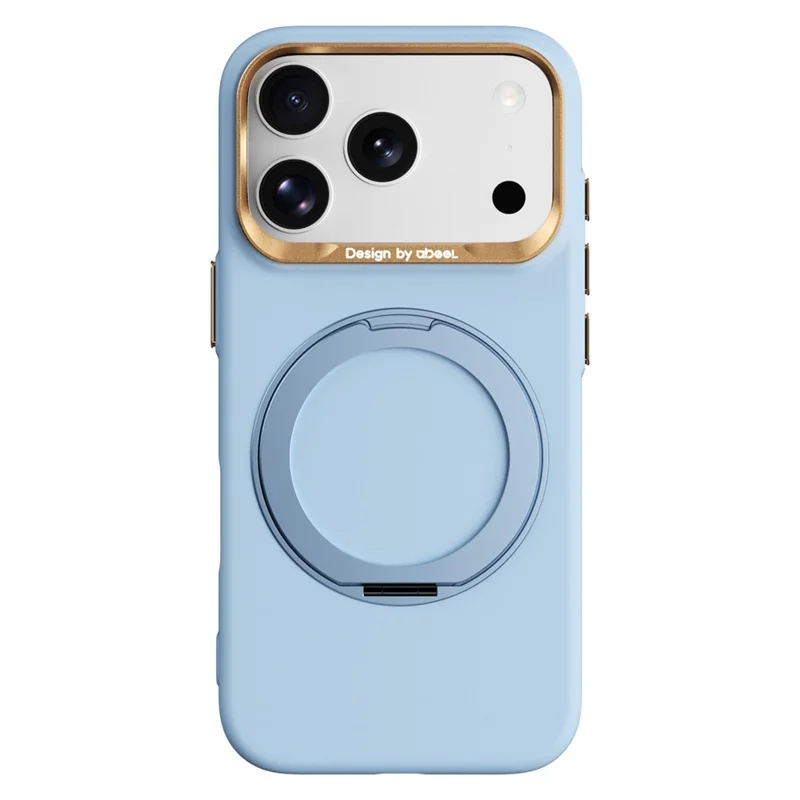 ABEEL For iPhone 17 Pro Max  /  18 Pro Max Magnetic Case Ring Kickstand Liquid Silicone Feel PC Phone Cover - Sky Blue
