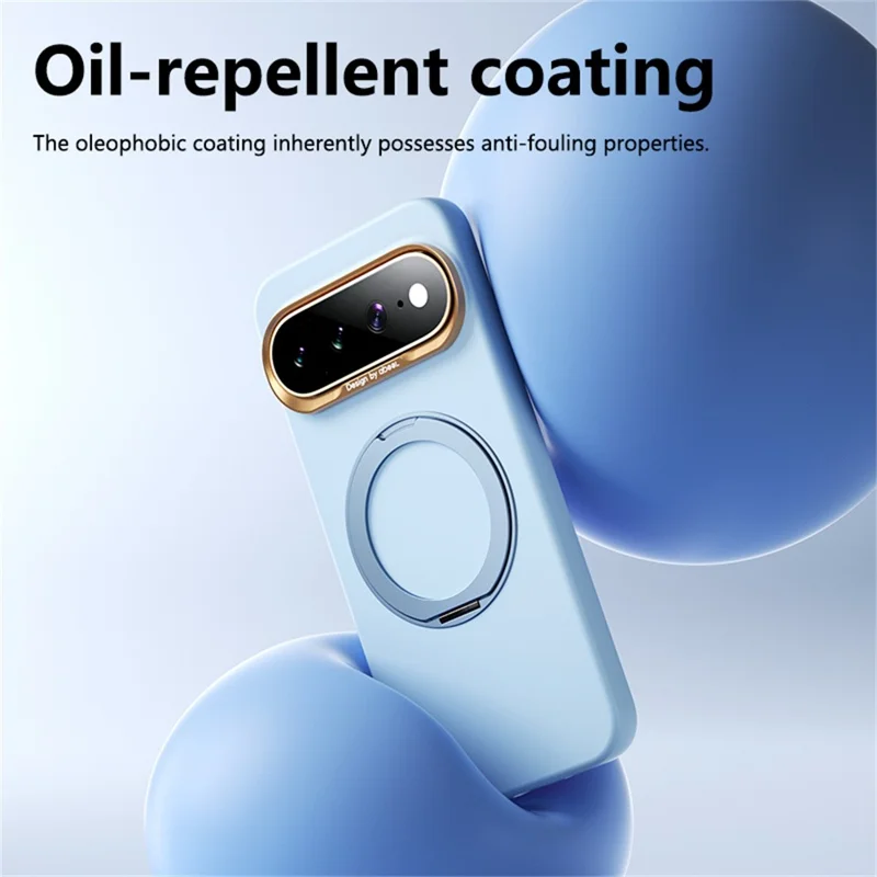 ABEEL For Google Pixel 10  /  10 Pro Magnetic Case Ring Kickstand Liquid Silicone Feel PC Phone Cover - Sky Blue
