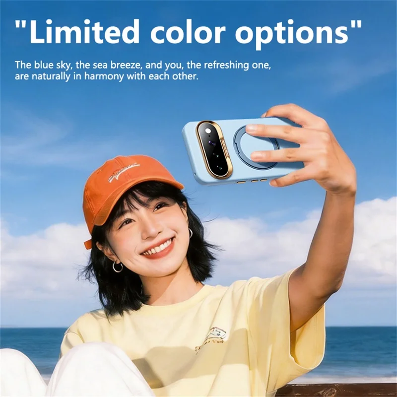 ABEEL pour Google Pixel 10a Coque Magnétique avec Anneau et Support Pivotant, Revêtement en Silicone Liquide Toucher Peau - Bleu Ciel
