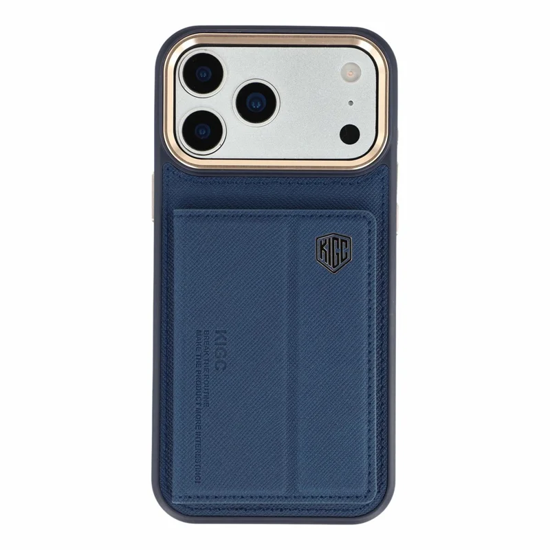 KIGC for iPhone 18 Pro / 17 Pro Case Card Holder Kickstand Fabric + PC + TPU Shockproof Phone Cover - Blue