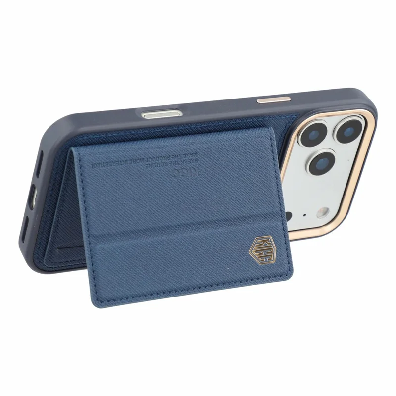 KIGC for iPhone 18 Pro / 17 Pro Case Card Holder Kickstand Fabric + PC + TPU Shockproof Phone Cover - Blue