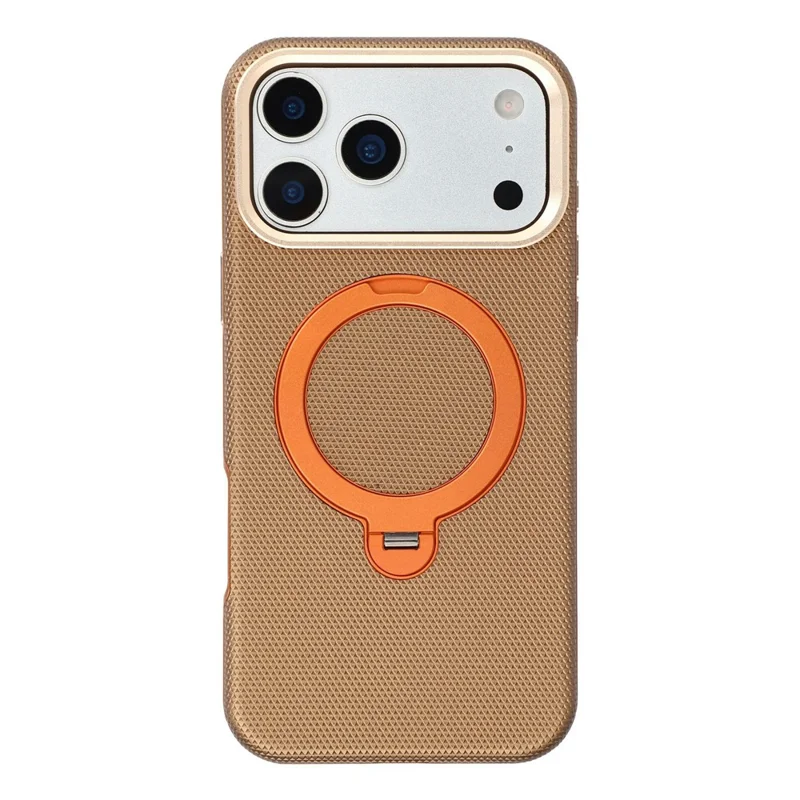 KIGC til iPhone 18 Pro / 17 Pro Case roterende magnetisk kickstand PC + TPU telefonbeskyttelsesdækkning - Brun