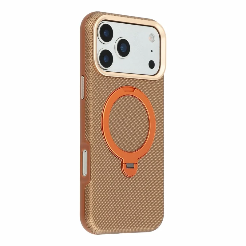 KIGC til iPhone 18 Pro / 17 Pro Case roterende magnetisk kickstand PC + TPU telefonbeskyttelsesdækkning - Brun