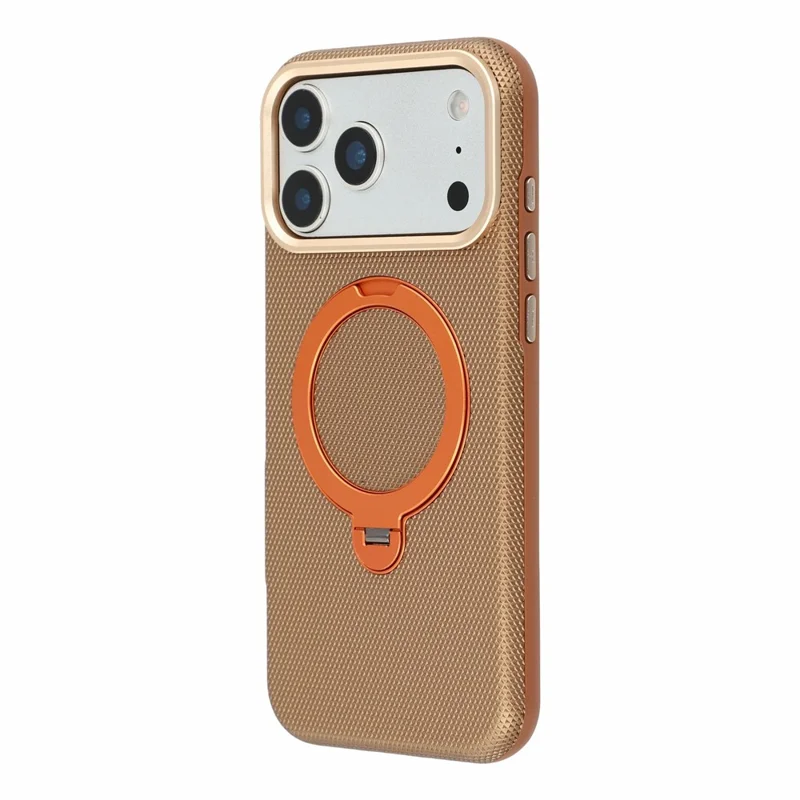 KIGC til iPhone 18 Pro / 17 Pro Case roterende magnetisk kickstand PC + TPU telefonbeskyttelsesdækkning - Brun