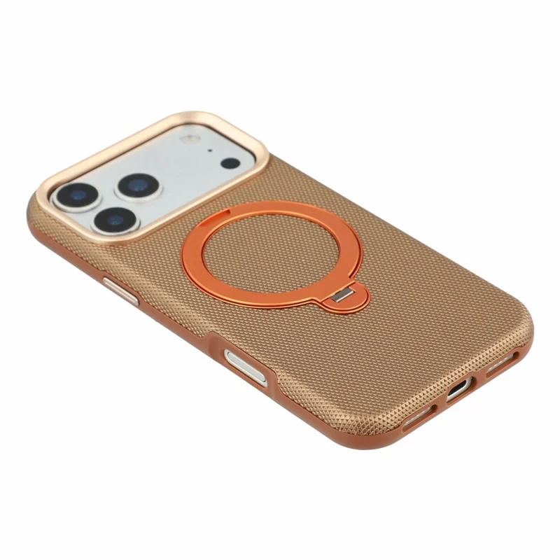 KIGC til iPhone 18 Pro / 17 Pro Case roterende magnetisk kickstand PC + TPU telefonbeskyttelsesdækkning - Brun