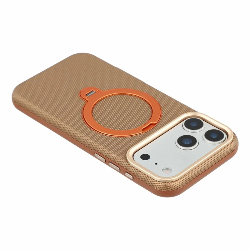 KIGC til iPhone 18 Pro / 17 Pro Case roterende magnetisk kickstand PC + TPU telefonbeskyttelsesdækkning - Brun