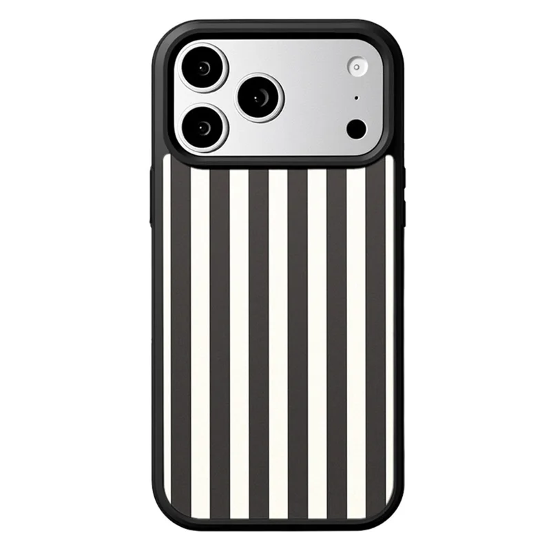 EYCASE Stripeserie til iPhone 18 Pro Max / 17 Pro Max Case kompatibel med MagSafe TPU + Akryl telefonbeskyttelse - Sort/Hvide striber