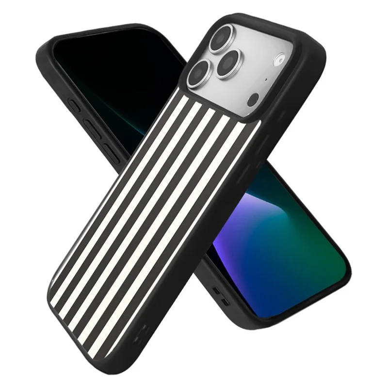 EYCASE Stripeserie til iPhone 18 Pro Max / 17 Pro Max Case kompatibel med MagSafe TPU + Akryl telefonbeskyttelse - Sort/Hvide striber