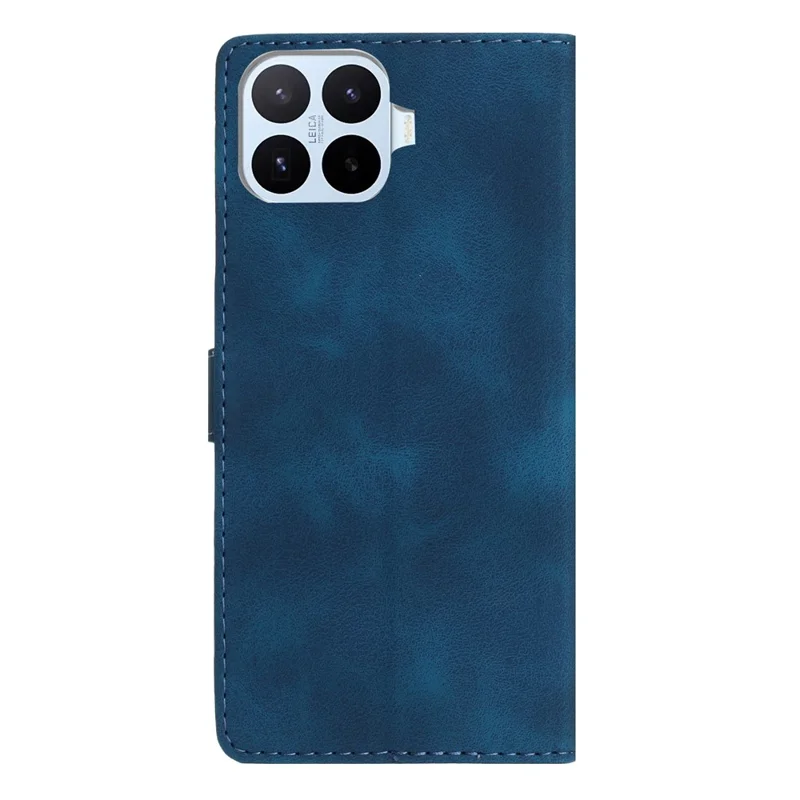 Leather Case For Xiaomi 17T Imprinted Flower Phone Cover with Wrist Strap - Blue