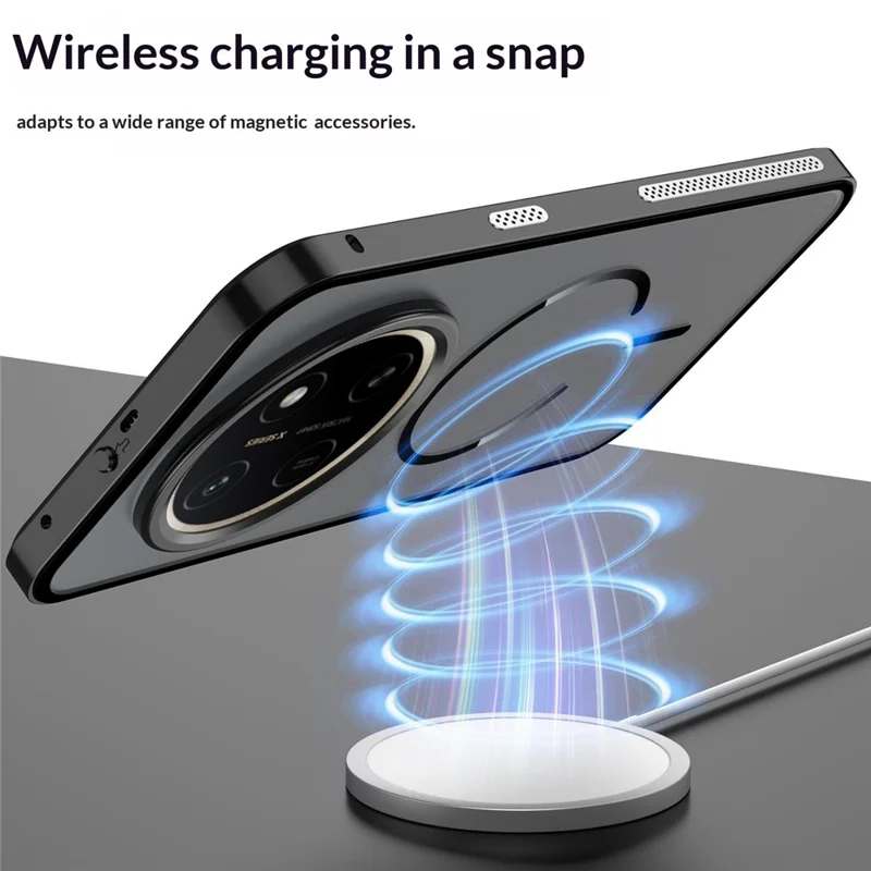 Für Honor X80 Pro Max 5G Magnetische Hülle Aluminiumlegierung PC Matt Handyhülle Ausklappbarer Schnappverschluss - Schwarz