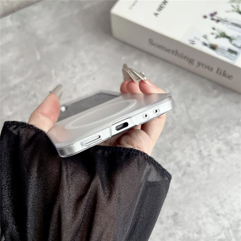 For Samsung Galaxy Z Flip8 Magnetic Case Matte Transparent TPU + PC Shockproof Cover - Black