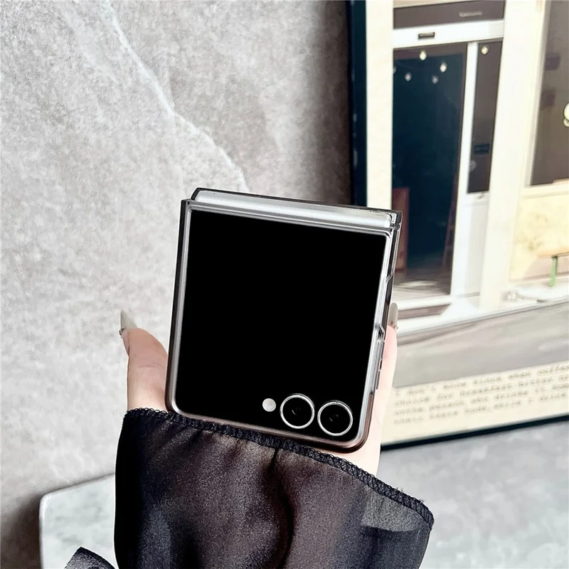 For Samsung Galaxy Z Flip8 Magnetic Case Matte Transparent TPU + PC Shockproof Cover - Black