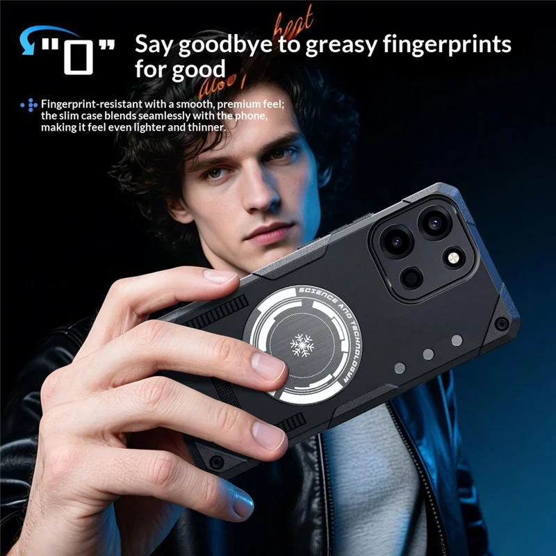 For OnePlus Turbo 6 5G Case Graphene Cooling TPU + PC Armor Shockproof Phone Cover - Black
