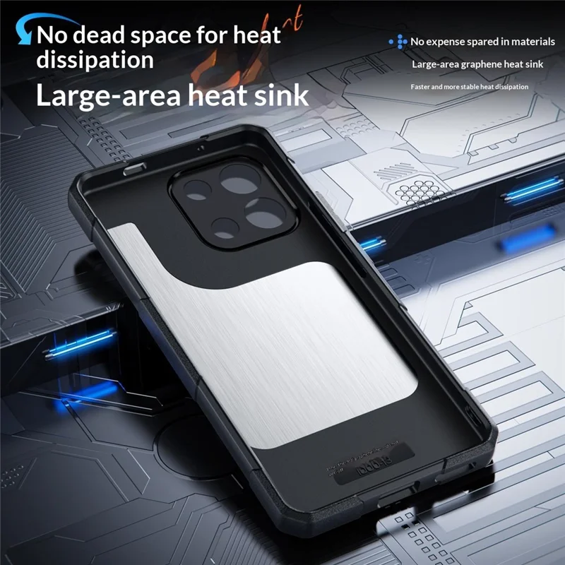 For OnePlus Turbo 6 5G Case Graphene Cooling TPU + PC Armor Shockproof Phone Cover - Black
