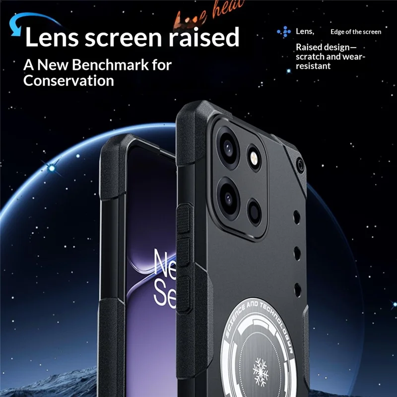 For OnePlus Turbo 6 5G Case Graphene Cooling TPU + PC Armor Shockproof Phone Cover - Black